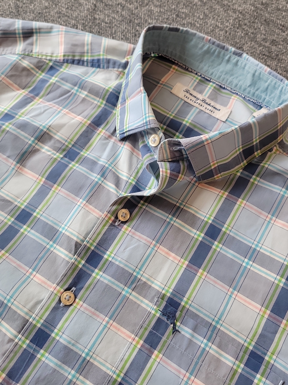 Tommy Bahama Shirt Men's Large The Newport Coast Blue Plaid Button Up Preppy
